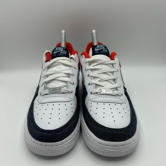Nike Air Force 1 Low GS USA Denim White Blue Red - Picture 3 of 8
